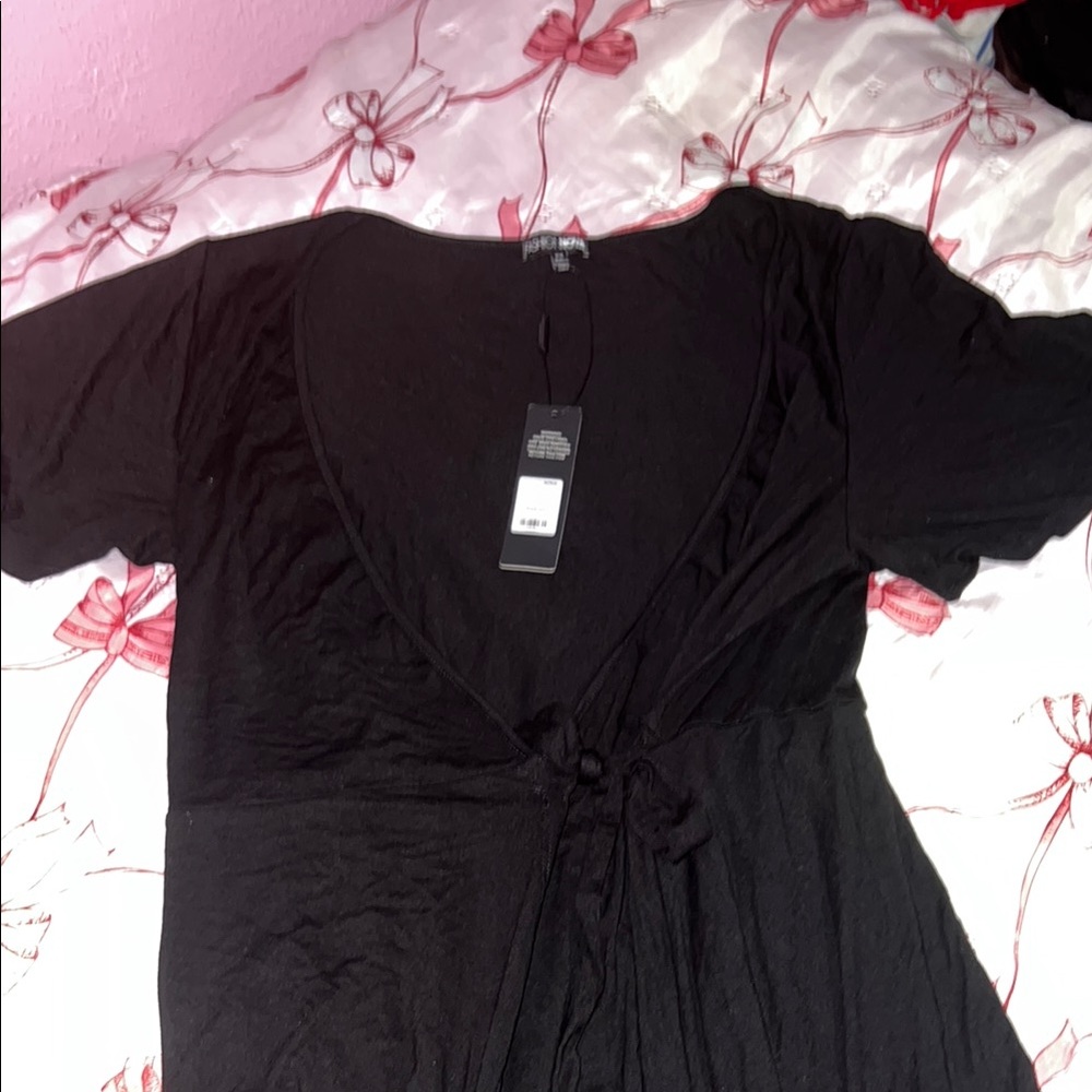 Black Tie-Front Romper